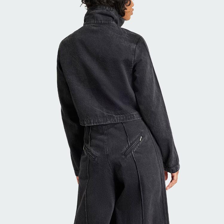 Adidas Originals Montreal Denim Track Jacket with Vintage Wash Effect Women Tops Black IT7263