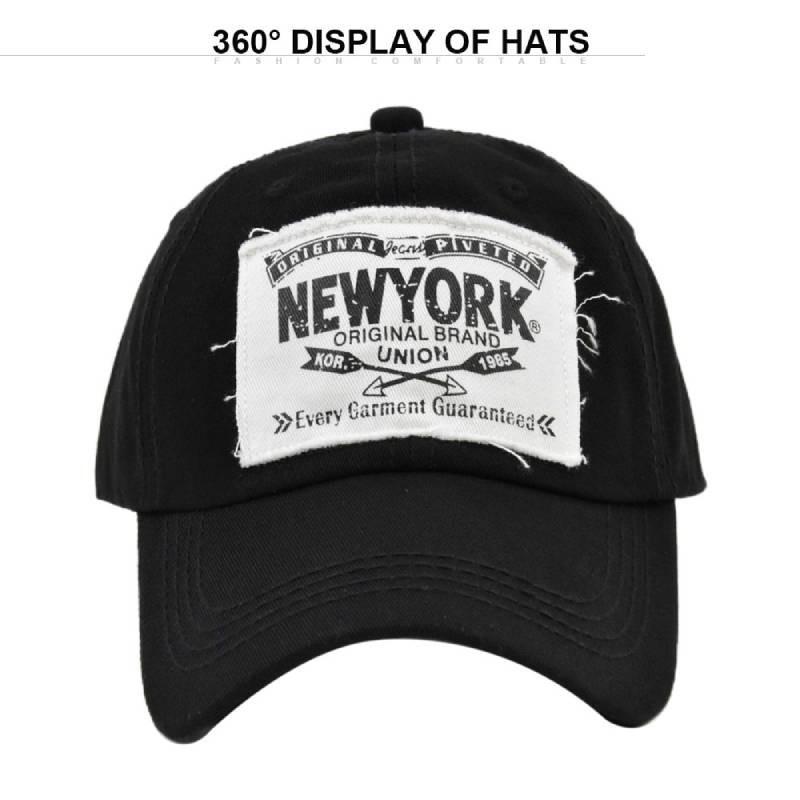 Newyourk Embroidered Baseball Cap Wide Brim Duck Tongue Hat Casual Style Black