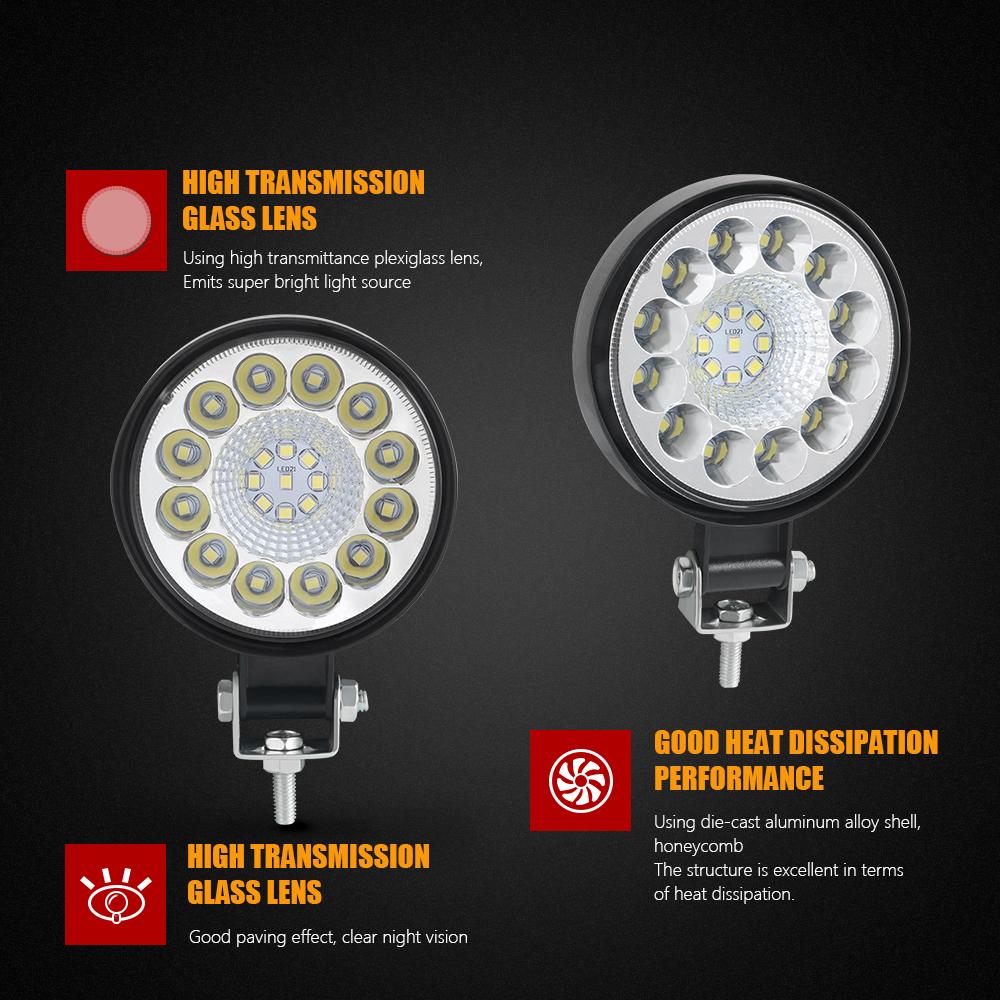 1pcs Led Work Light Mini Square Round 63W 96W Spotlight Fog Lights Headlamp for Car Offroad Truck 4X4 Tractor SUV ATV 12V 24V