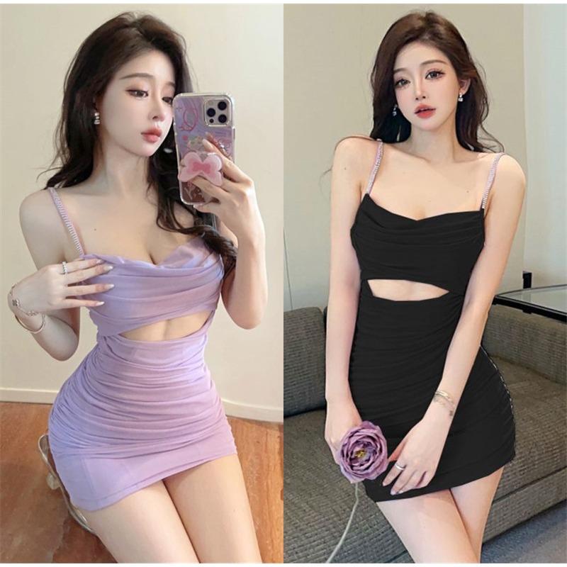 Pure desire sexy low-cut suspender dress for women 2 new night show spice girls dancing elastic hip-wrapped miniskirt