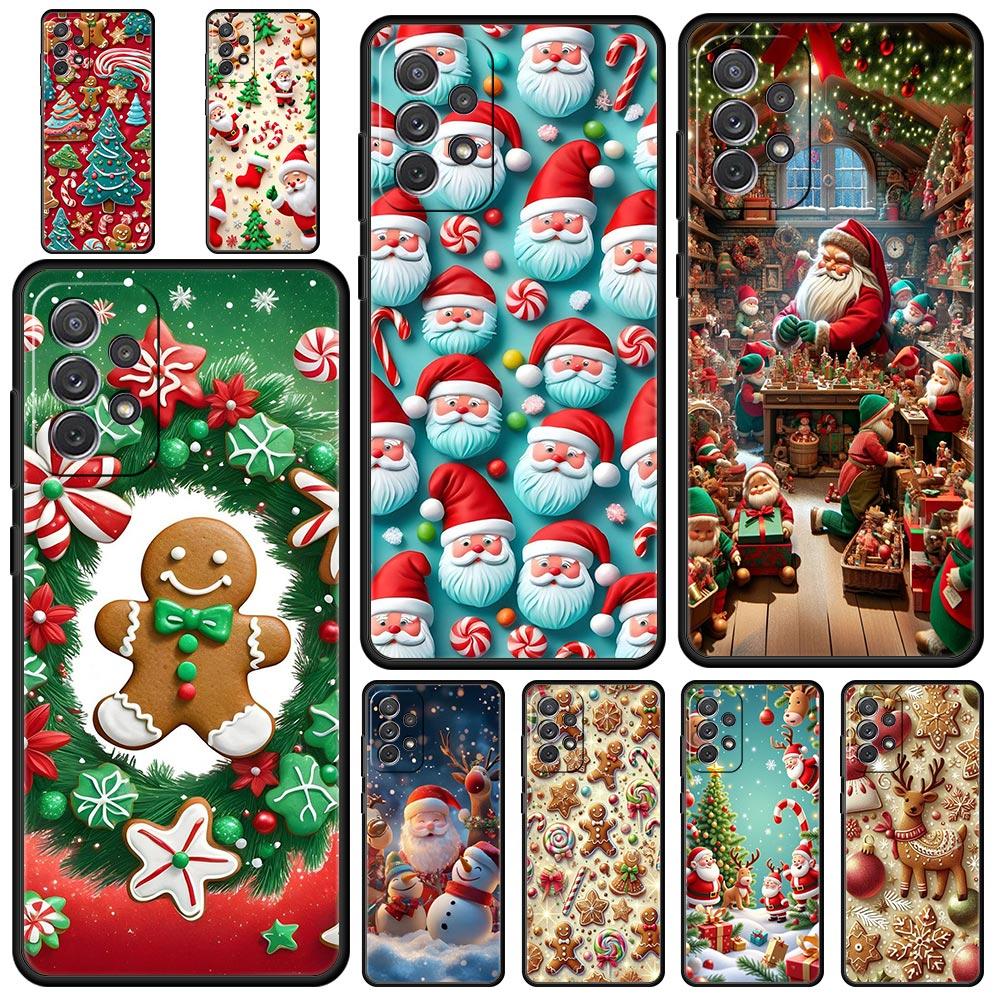 New Year Christmas Phone Case for Samsung Galaxy A55 A35 A15 A14 A13 A25 A54 A51 A71 A72 A73 A32 A52 A41 5G Soft TPU Shell Capas