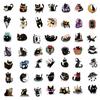 50 Cartoon Black Cat Doodle Stickers Decorate Guitar Notebook Suitcase DIY Waterproof Stickers