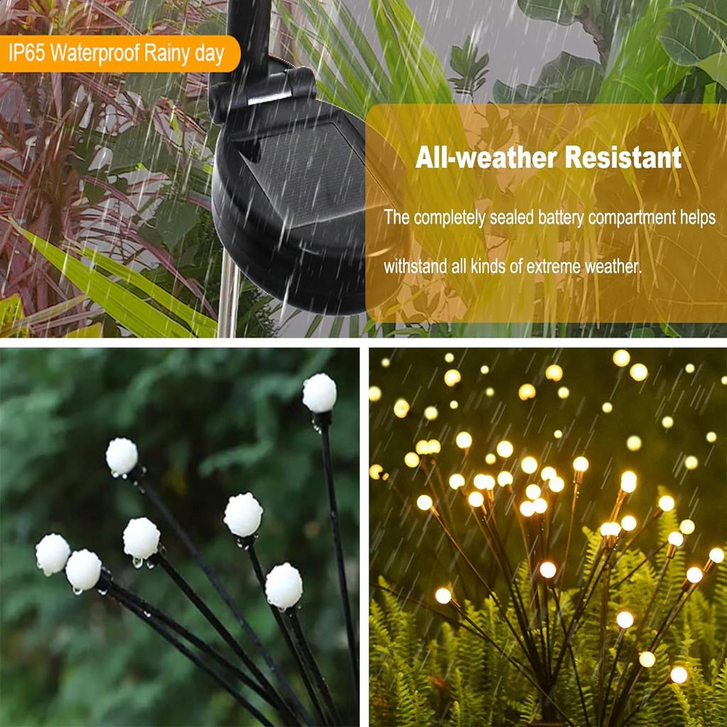 Solar Garden Firefly Lamp Swaying Lights Starburst Landscape Path Waterproof Outdoor Solar Powered Lawn Pathway Yard Patio