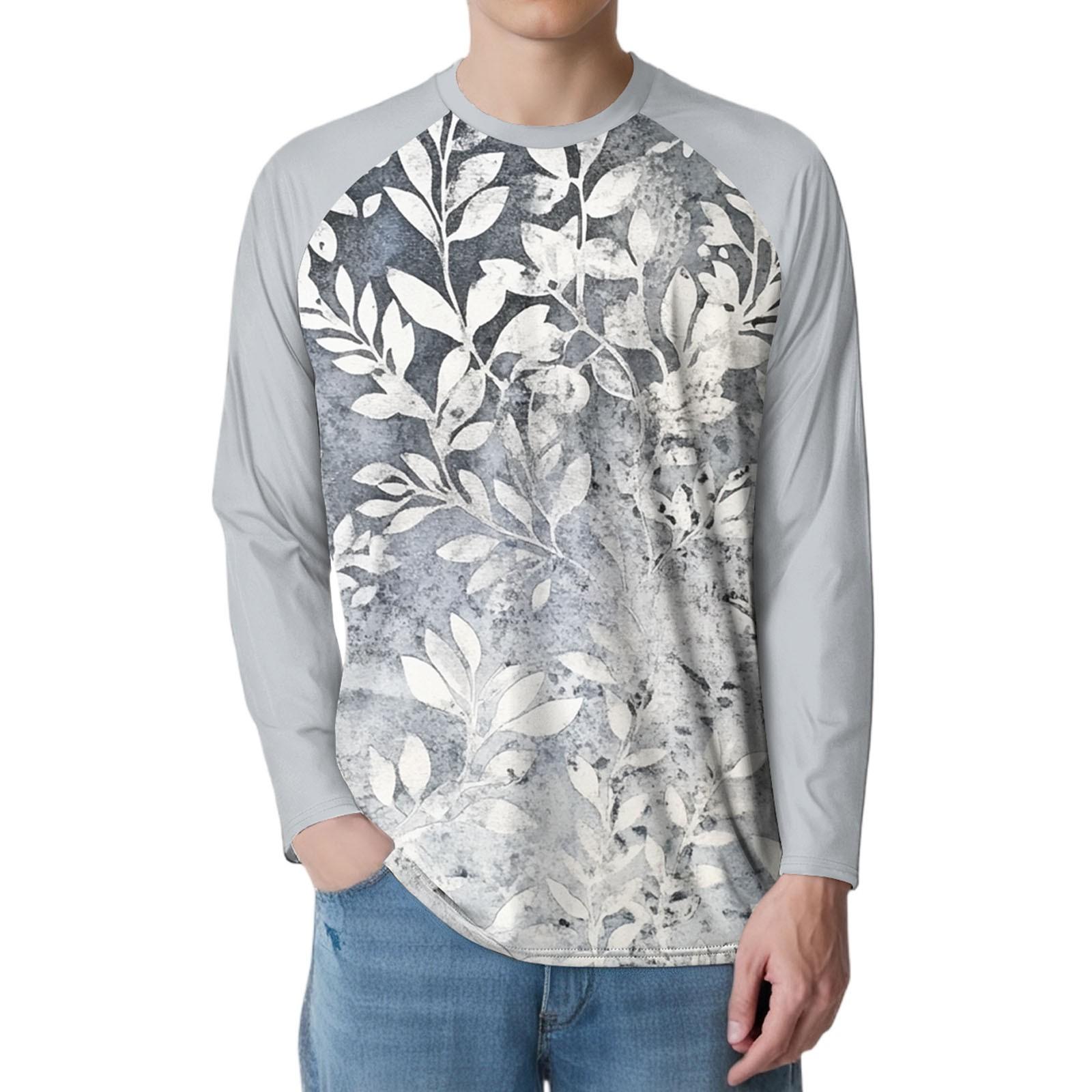 

Мужская мода принтованный реглан длинный рукав спортивный топ XXL