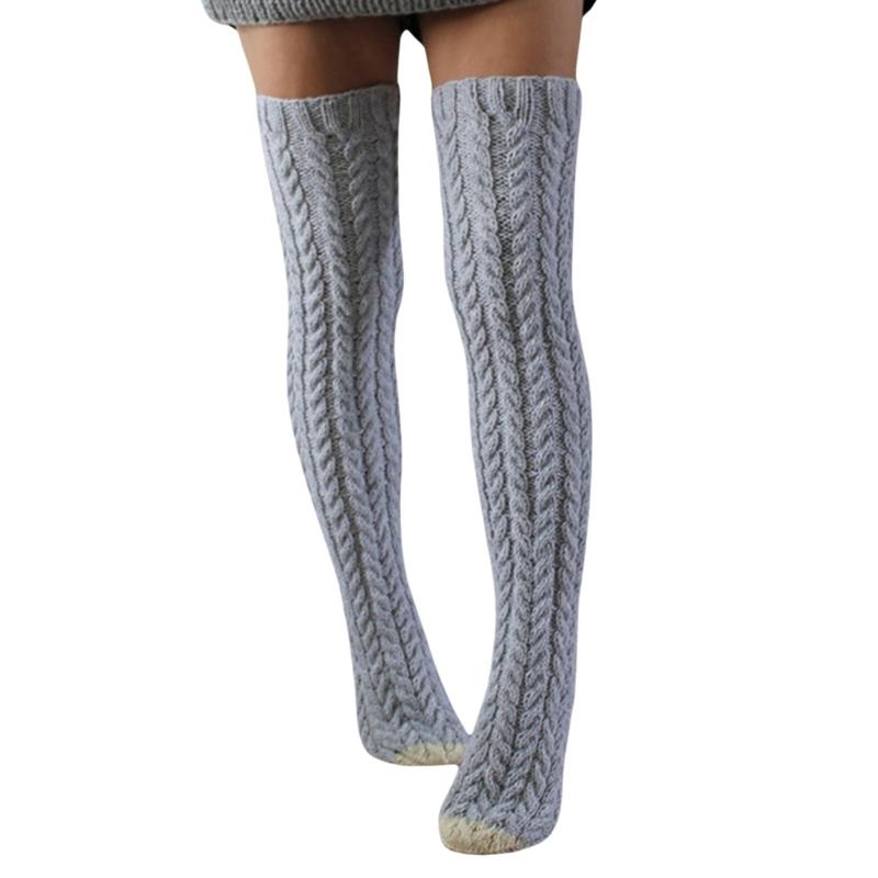 Women's Thigh High Socks Winter Warm Over the Knee Socks Cable Knitted Boot Socks Fashion Extras Long Leg Warmers Gifts