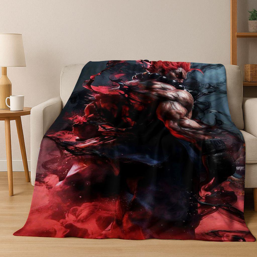 Retro Street Fighter 6 Characters Game Chun-Li Art Flannel Blanket,Cozy Soft Throw Blanket for Home Bedroom Bed Sofa Cover Kids