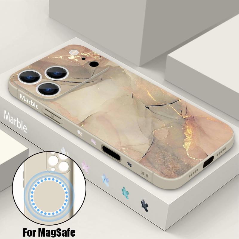 Watercolor Marble Pattern Case For iPhone 17 Pro Max Magnetic For Magsafe Soft Cover For iPhone 16 15 14 13 Pro Max 17E 16E iPhone 14 Pro