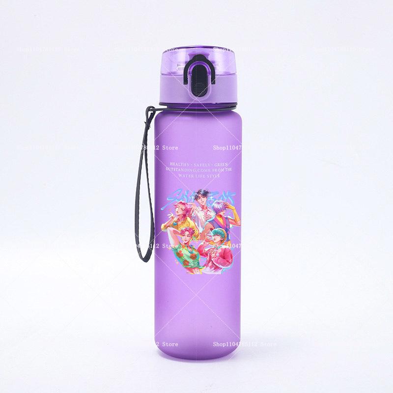 650ML K-Pop Demon Hunters Water Cup Boys Girl Portable Drop-proof Outdoor Fitness Jug Trend Simple Frosted Sports Water Cups Gift