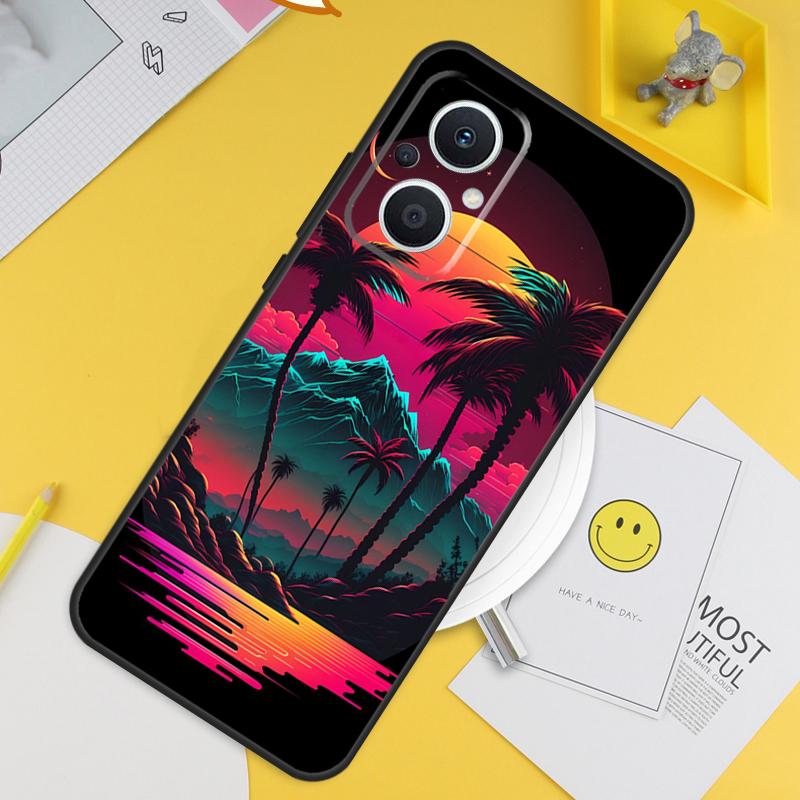 Retrowave Neon Palms Tree Case For OPPO Reno 4Z 5Z 2Z 8T 4 5 6 7 8 Lite 10 OPPO Find X2 Lite X3 Neo X5 X6 Pro Cover