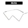 No Piece Personalized Metal Diamond-Encrusted Glasses Frame Trendy Half Frame Street Shot W-Shaped Decorative Frame