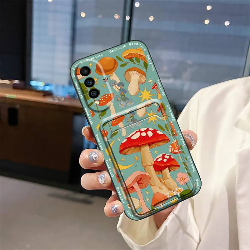 Card Slot Silicone Phone Case For Wiko T50 Cover Full Wrap Cartoon TPU Anti-knock Shockproof Dirt-resistant Soft Case