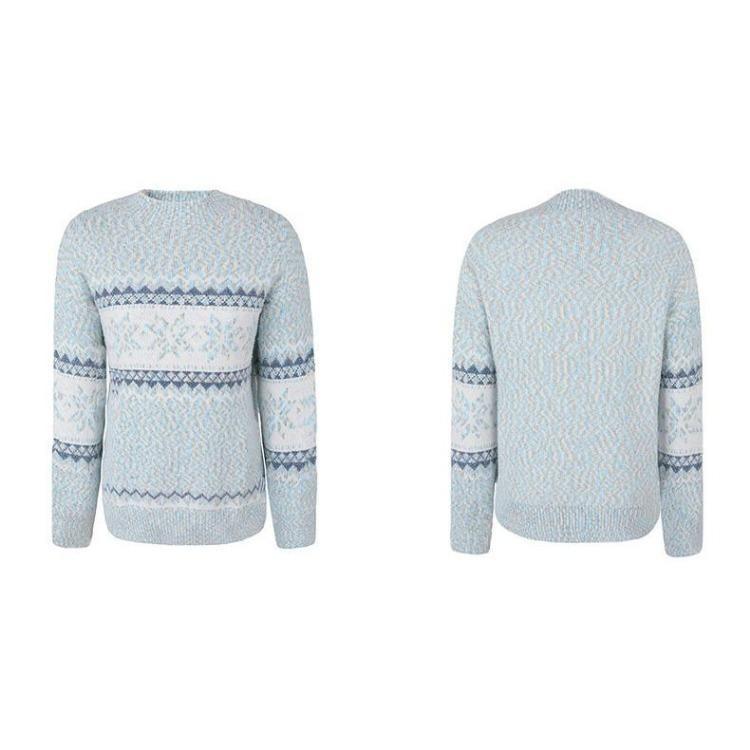 

Vintage Christmas Knitwear Cardigan Loose Sweater Top Long Sleeve O Neck Winter Autumn S синий