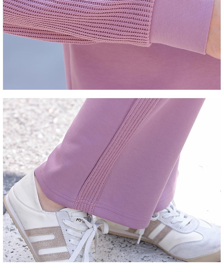 Women's Casual Hooded Cardigan Sweatshirt and Straight-Leg Sweatpants Set for Spring and Autumn