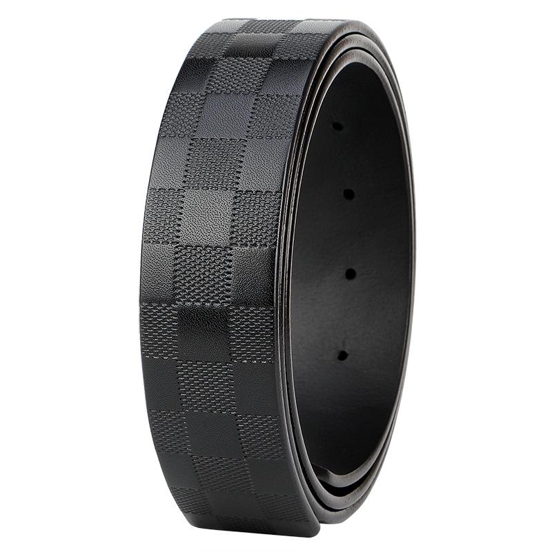 

Корпус ремня из натуральной кожи в клетку для мужчин без пряжки, верхний слой коровьей кожи, пряжка в комплект не входит 120 cm чёрный