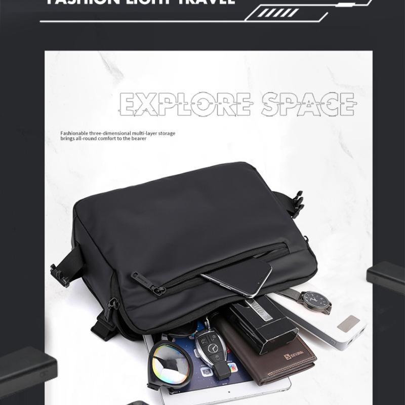PU Water Resistant Fabric Shoulder Bags Men Messenger Bag Multilayers Leisure Fashion Design Style Solid Colors Durable Pockets