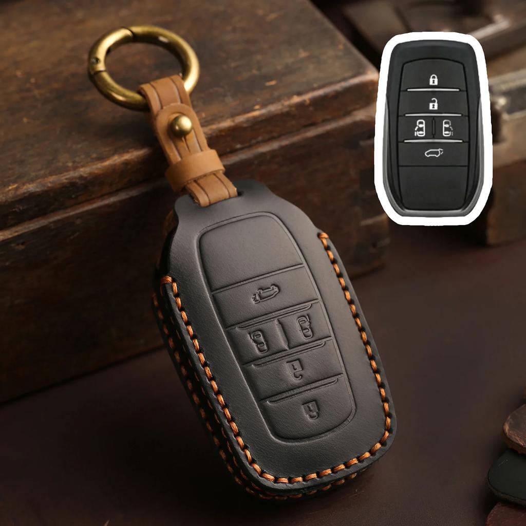 For TOYOTA Sienna RAV4 VENZA Mirai Hybrid Vehicles Alphard PREVIA Voxy Keyless Go Remote Leather Car Key Cover Case Keychain Set
