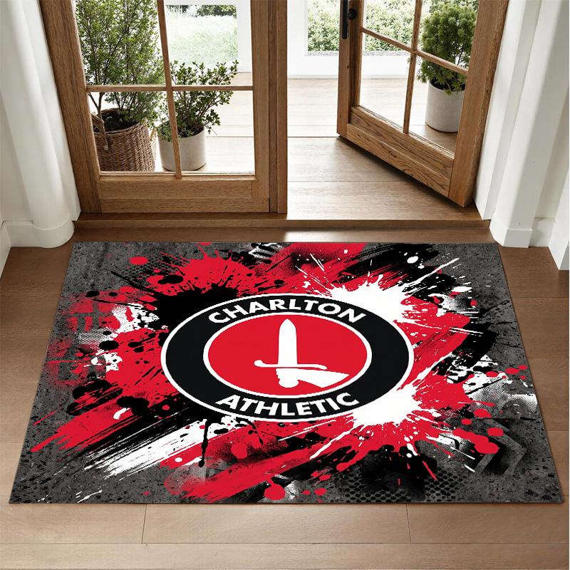 Charlton Athletic FC Design Crystal Velvet Rug Soft Decorative Mat for Bedroom Entrance