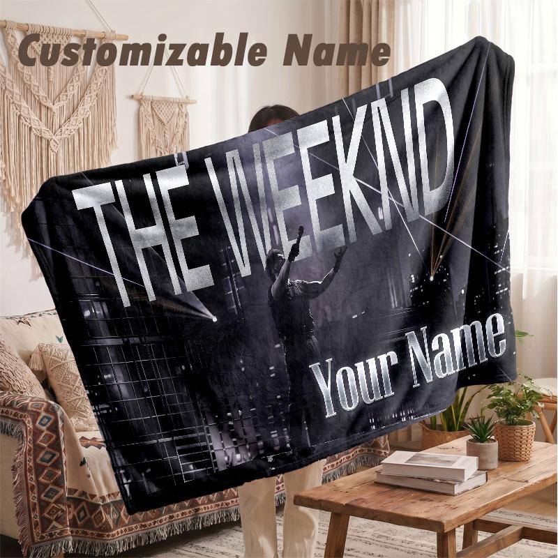 Custom Name Flannel Blanket,The Weeknd Lightweight Warm Bed Blanket For Couch & Holiday Gift