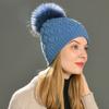 Jxwatcher Women Winter Hat Real Fur Pompom Angora Knitted Wool Beanie Fashion Casual Outdoor Thick Ladies Warm Fur Ball Hats New