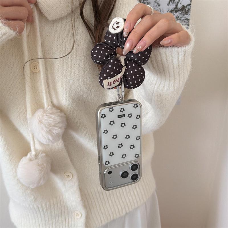 Korean Floral Lanyard Case for iPhone 17, 16 Pro Max, 15, 14 - New Model