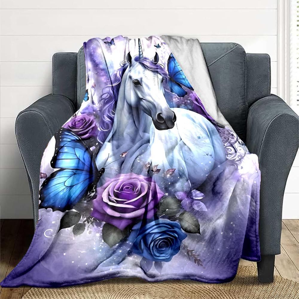 

1pc Unicorn Fantasy Art Blanket Lightweight Blanket Throw Blanket For Sofa, Bed, Travel, Camping, Livingroom, Office, Couch, Chair yy251010034 100x150cm