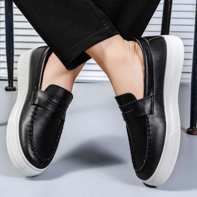 Spring 2026 Men s British Style Trendy Casual Loafers 39 чёрный/белый