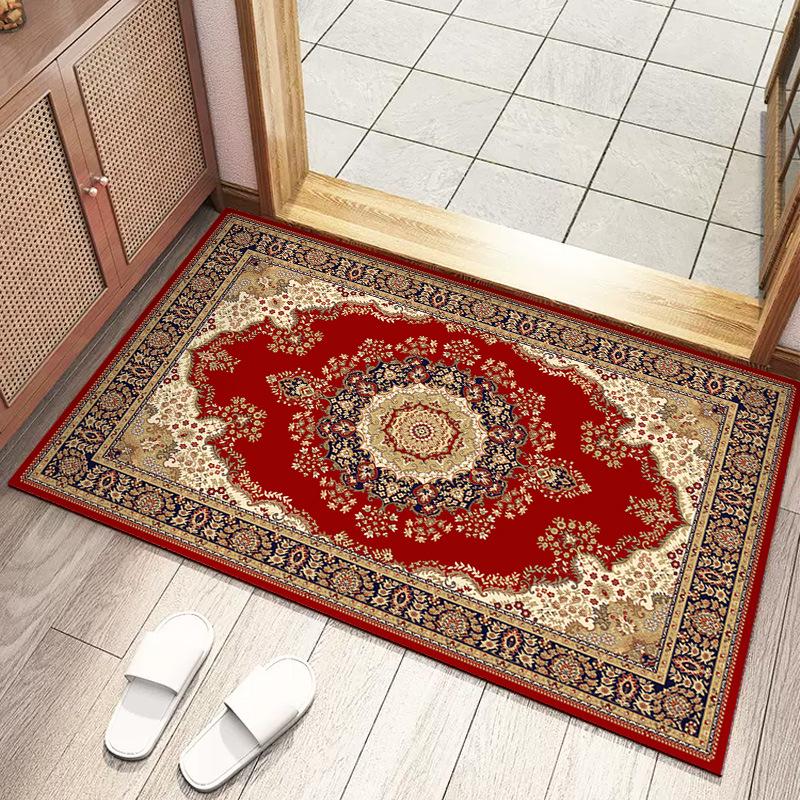 Retro Persian Style Dustproof and Water-Absorbent Door Mat for Entrance, Living Room, and Bathroom