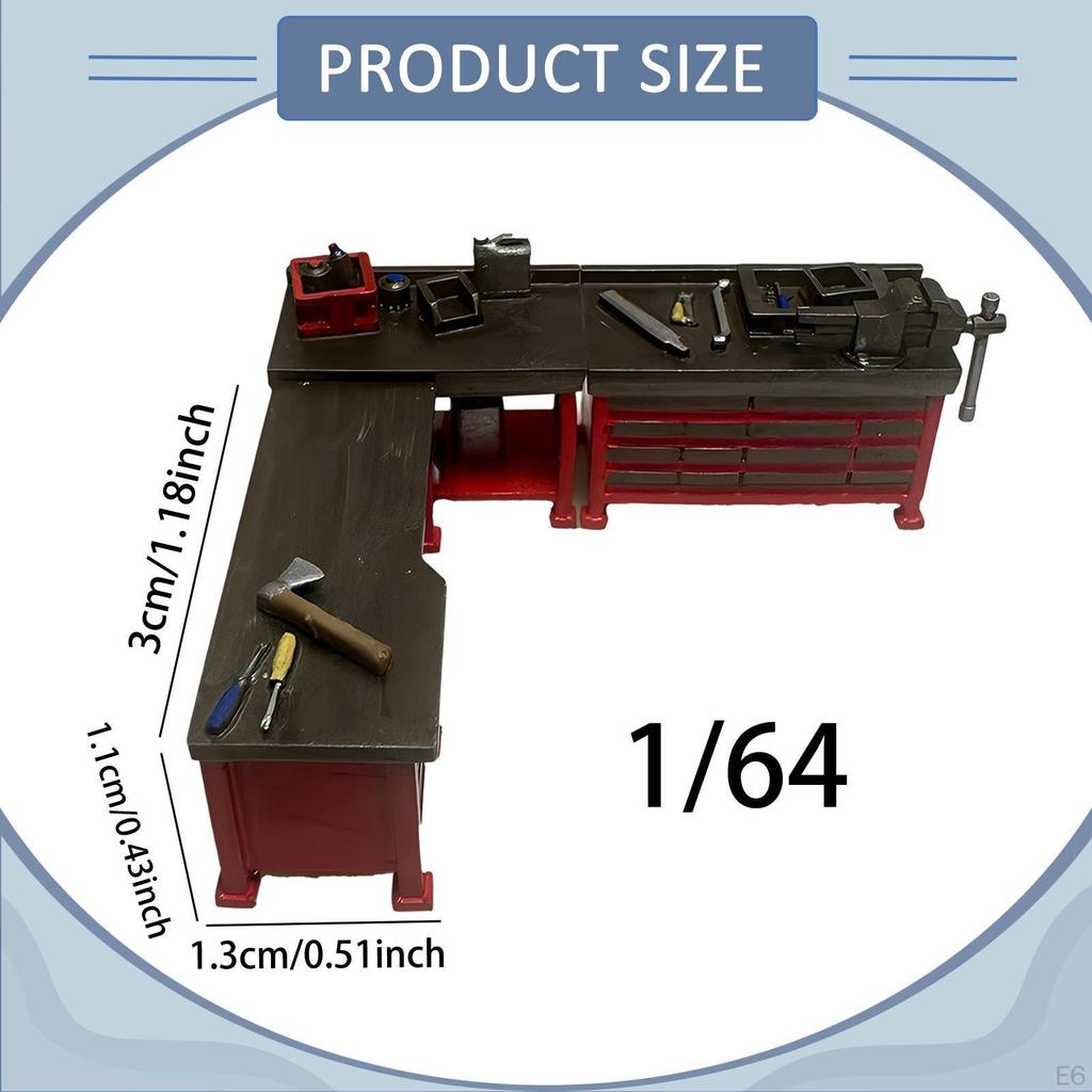 1/64 Diorama Car Repair Workbench Shop Accessories Pretend Play Toy Realistic Micro Workshop