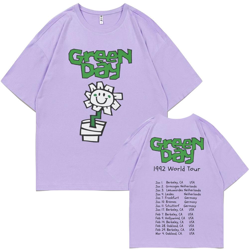 Najlepšia slávna punková kapela Green Day 1992 Svetové turné Pánske tričká Vintage Gotické rockové tričko Pánske Bavlnené Ležérne Nadrozmerné tričká