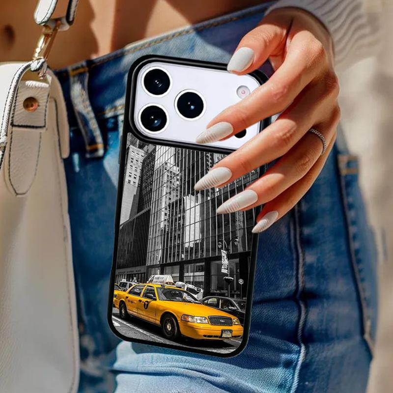 NYC Yellow Taxi Cabs Phone Case For iPhone 17 Air 14 15 13 12 Max Cover For Apple 16e 11 Pro Max Plus Coque