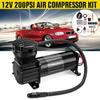Kit Compresor de Aire para Bocina 444C 200PSI 12V Máx. con Relés Interruptor Negro Camión Barco