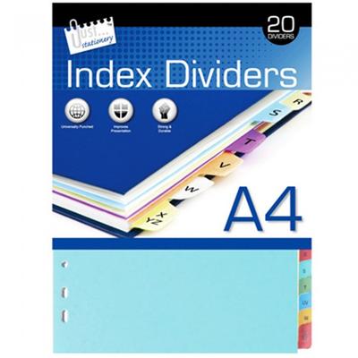 Just Stationery 20 AZ A4 Paper Index Dividers