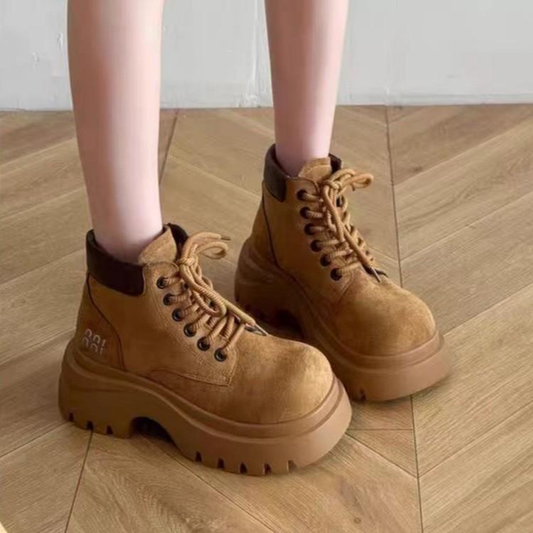 Martin boots dam vår och höst nya platåstövlar retro arbetskläder rabarberstövlar korta stövlar tidig höst