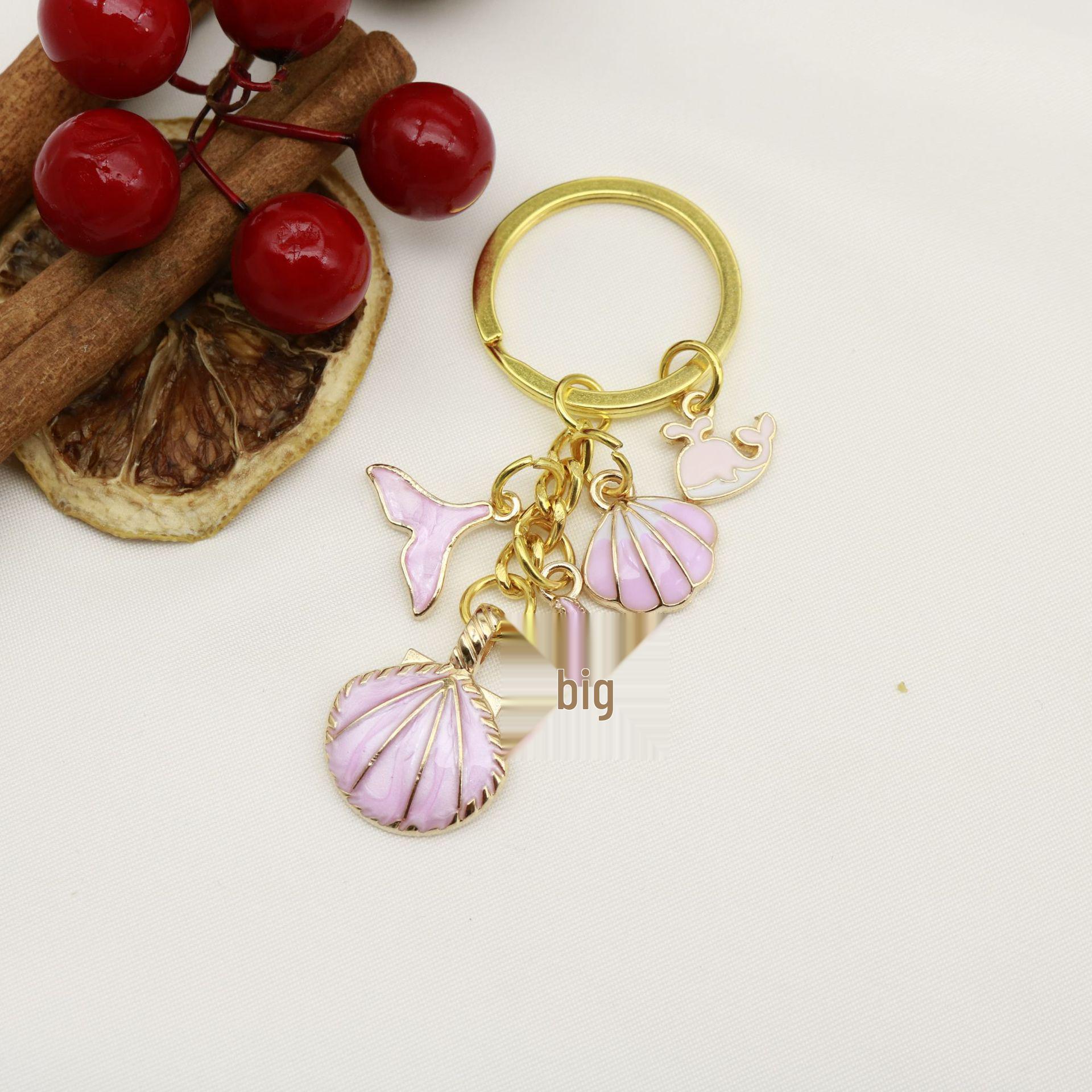 Mermaid Tail & Starfish Keychain with Pearl Pendant for Girls