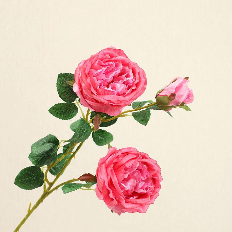 

3 головки розы Остина имитация цветов свадьба дом гостиная стол украшение украшение искусственные цветы 64cm розы красного