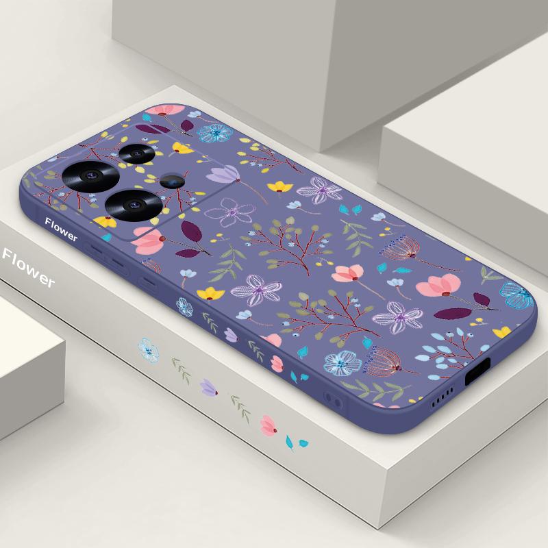 Small Flowers Print Lanyard Case For Xiaomi Poco X6 X5 F6 14T 13T Pro Redmi Note 13 14 4G 12 13 14 Pro Plus 5G TPU Phone Cover