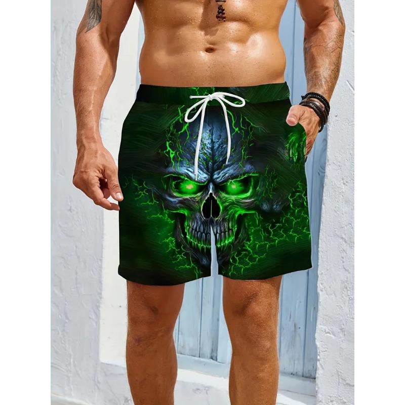2025 New Men Beach Pants Horror Skull 3D Printed Men's Shorts Summer Quick-drying Trunks Men's Clothing Hawaiian Trendy Shorts