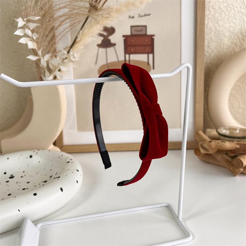 Vintage Red Womens Headband Woolen Velvet Hair Band Headwear Girl Wide Side Sponge Hair Hoop Christmas New Year Hair Accessories