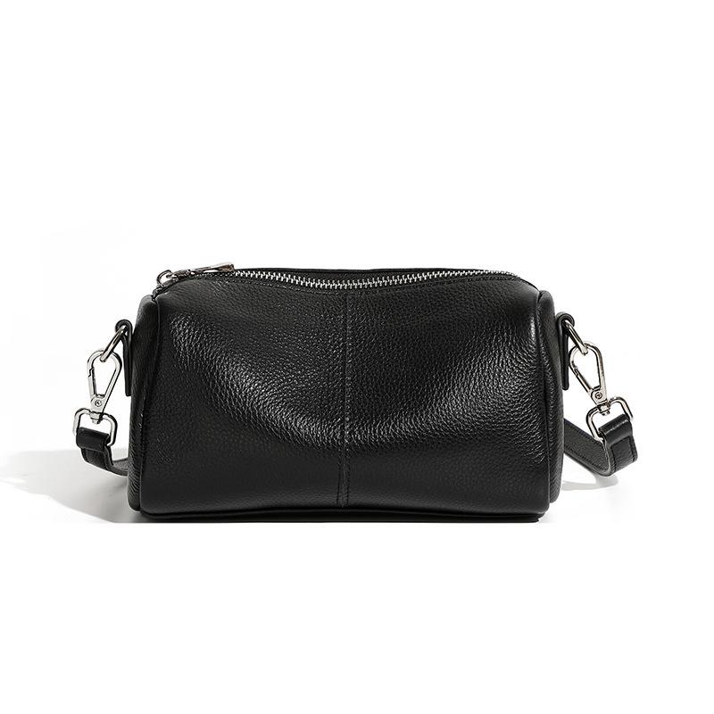 Cylinder Bag, First Layer Soft Cowhide Small Bag, Premium Pillow Bag, Cowhide Underarm Commuter Shoulder Bag 20*9*13 чёрный