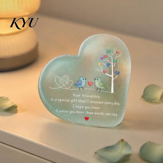 Thoughtful Gratitude Gifts Heart Ornament with Heartwarming Message, Best Friend Decorative Ornaments for Car Keepsake, Acrylic Desk Decoration Women