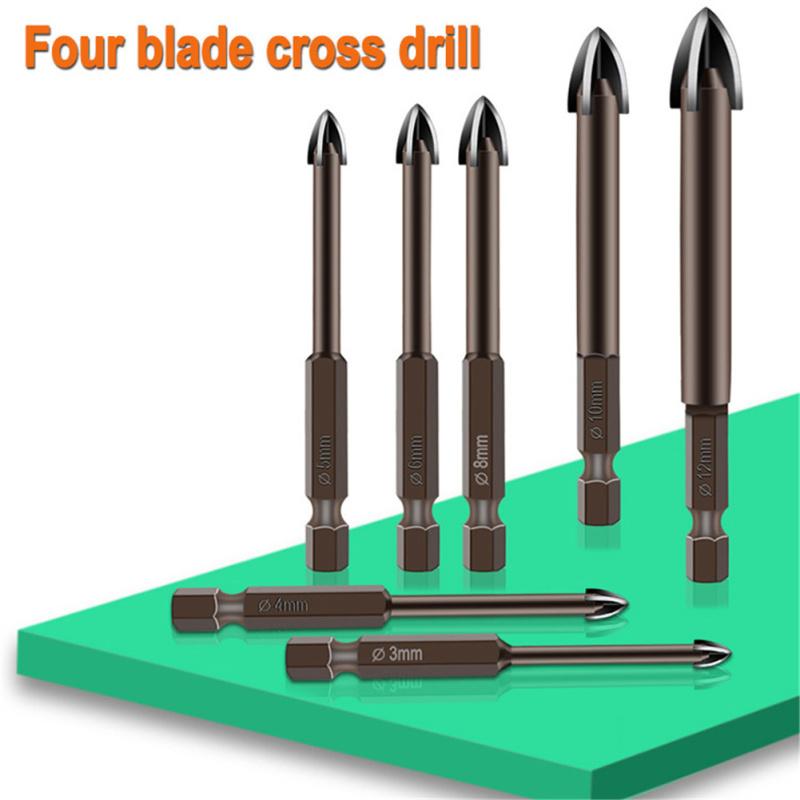 Metal Cross Hexagon Tile Drill  Bit Glass Ceramic Hole Opener Alloy Triangle Drill Size 3mm 4mm 5mm