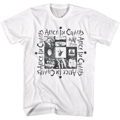Alice in Chains T-Shirt Multi-Album-Kunst Herren Kurzarm-T-Shirts 90er Jahre Musik Vintage-Stil Grafik-T-Shirts