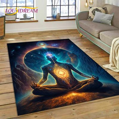 Tapete Carpete Arco-íris 7 Chakras Meditação Zen Yoga Naturalize para Casa Sala de Estar Quarto Sofá Capacho Decoração, Tapete de Área Tapete Antiderrapante