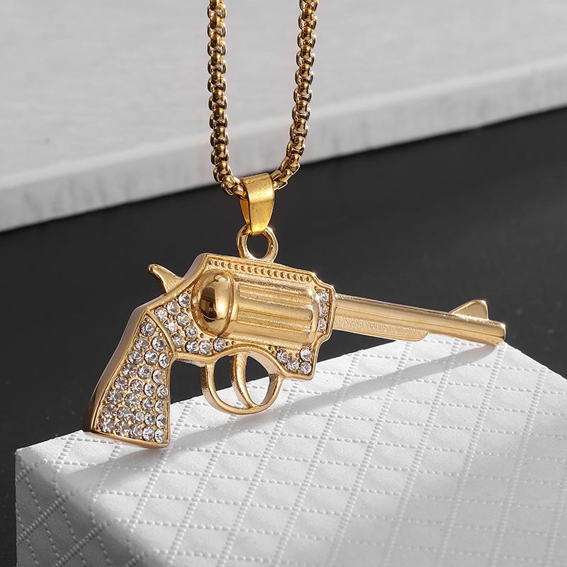 Hip Hop Zircon Dollar Sign Pendant Necklace Men Women Punk Fashion Rock Rap Jewelry Gift
