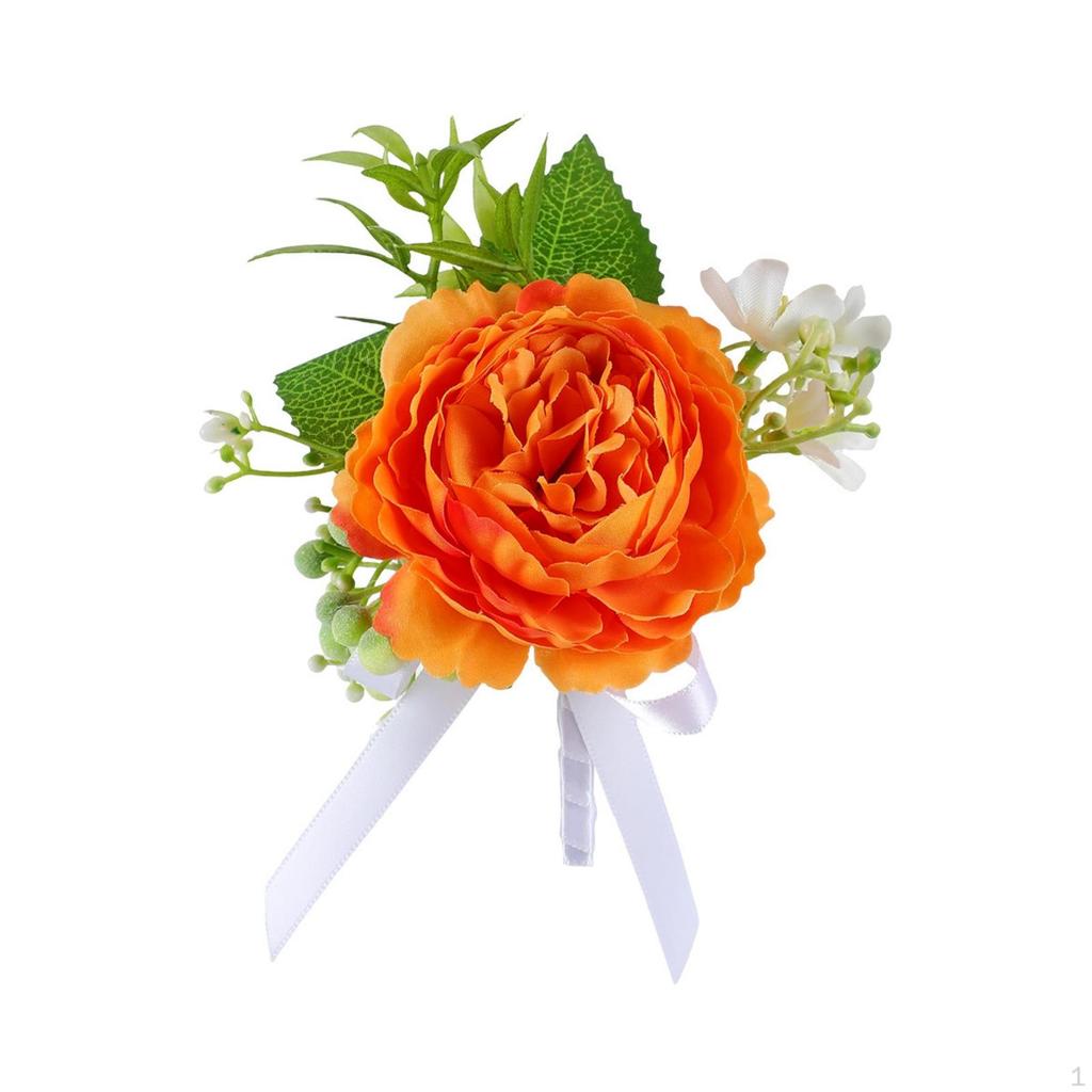 Wedding Corsage Handmade Rose Boutonniere Rustic with Ribbon for Bridesmaids, Groomsmen,