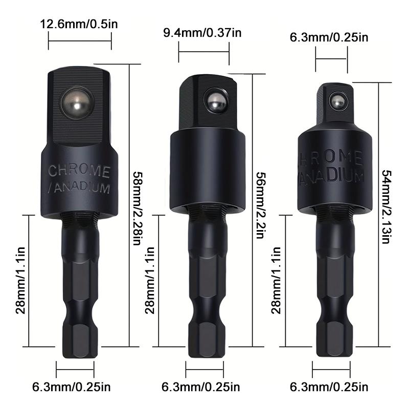 360°electric Drill Air Screwdriver Sleeve Universal Adapter Hexagonal Handle To Square Head Rotary Adapter Connect Rod Tool