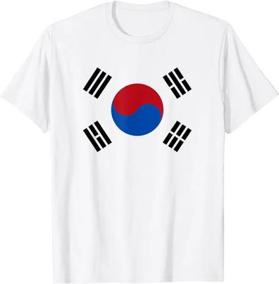 Flag of Korea T-Shirt 100% Cotton O-Neck Summer Short Sleeve Casual Mens T-shirt Size S-3XL