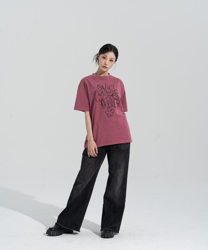 Peijeuhwaiteu [Phase_4] Graffiti Pigment Dyed Shortsleeves _Pigment Burgundy / 8802026-St26