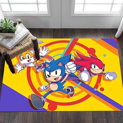 Sonic Szybki Biegacz Druk Artystyczny Dekoracja, Dywanik, Salon, Sypialnia, Antypoślizgowy, Kwadratowy dywan