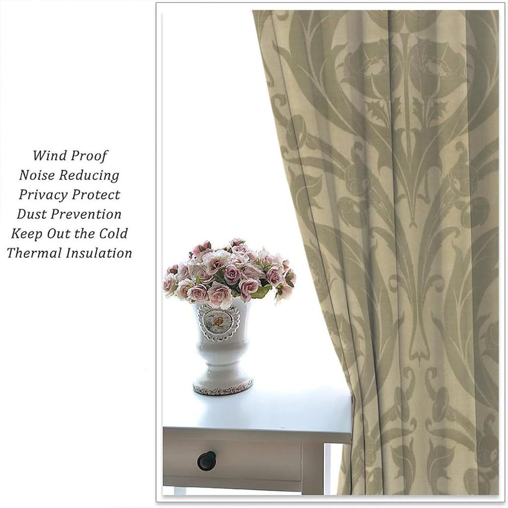 Rustic Vintage Flower Curtains William Morris Boho Country Floral Art Print Blackout Window Drapes for Bedroom Living Room Kitch